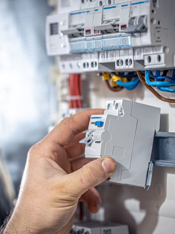 Electrical rough in during an office tenant improvement in North Vancouver